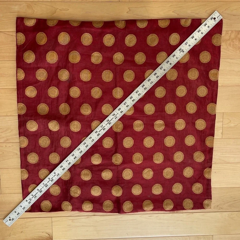Burgundy Red Gold Embroidered Medallion Square Pillow Cover Sham 22x22 Zipper
